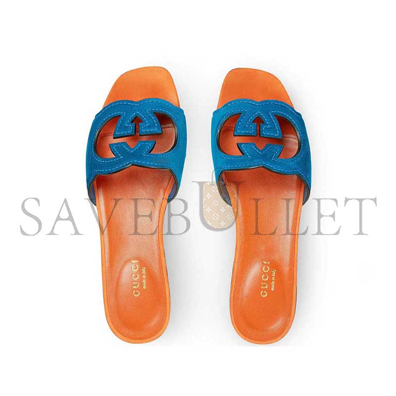 GUCCI GG CUT-OUT VELVET SLIDE 